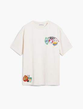 Camiseta manga corta bordados, Algodon, Blanco, S