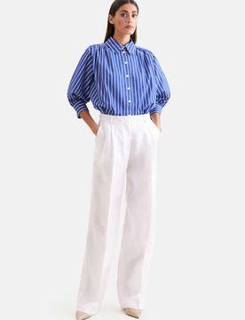 Bundfaltenhose aus 100% Leinen Weiß 44