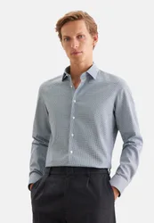 Slim Business Hemd Druck Grün 45