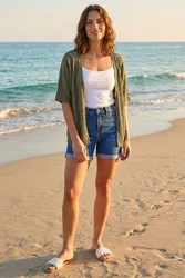 Womens Petite Pointelle Knit Cardigan - Green - Size 16 Uk