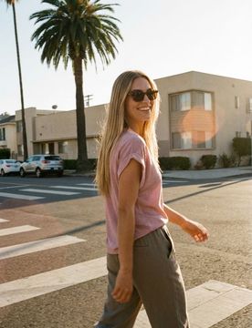 T-shirt con filo metalizzato - rosa