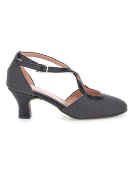 Scarpe da ballo nere con cinturino e suola in vera pelle 6555 40