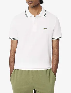 Polo bianca mezza manica regular fit L.12.12 con bordino verde - Lacoste - FashionsVida
