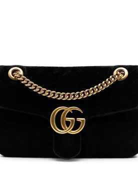 Medium GG Marmont Matelasse Velvet Shoulder Bag - Gucci - FashionsVida