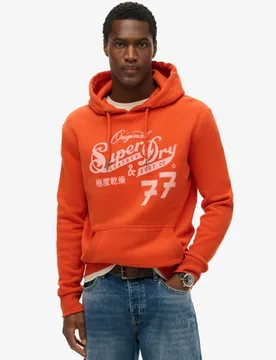 Superdry Herren Hoodie mit „Leather & Boot Co"-schriftzug Orange - Größe: S - 89.99 - FashionsVida