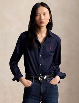 Para mujer. 211A92177014 Camisa de sarga de algodón Classic Fit (XXS), Casual, Clásico, Manga larga