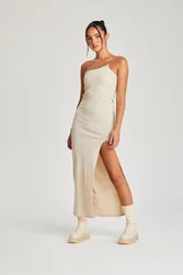 Womens Cream Chain Strap Midi Dress - Size 12 Uk