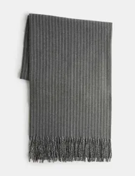 Pinstripe Tassel Scarf Grey Mix female