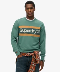Superdry Men's Lässiges Core Logo Sweatshirt mit Rundhalsausschnitt Grün - Größe: M