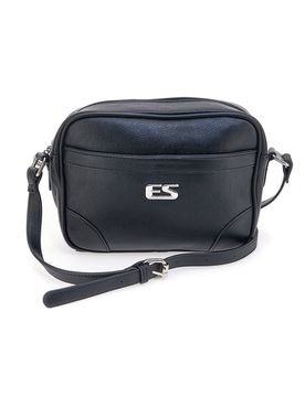Borsa a tracolla nera con tasca zip PU2783