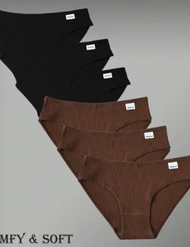 Set de 6 bragas tipo bikini básicas para mujer, ropa interior minimalista, transpirable, cómoda, deportiva y sexy de tiro bajo - Shein - FashionsVida