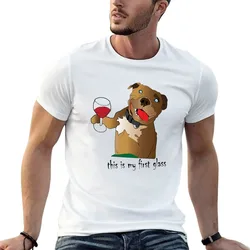 Drunk pitbull dog T-Shirt Large Size Casual Tee Shirt