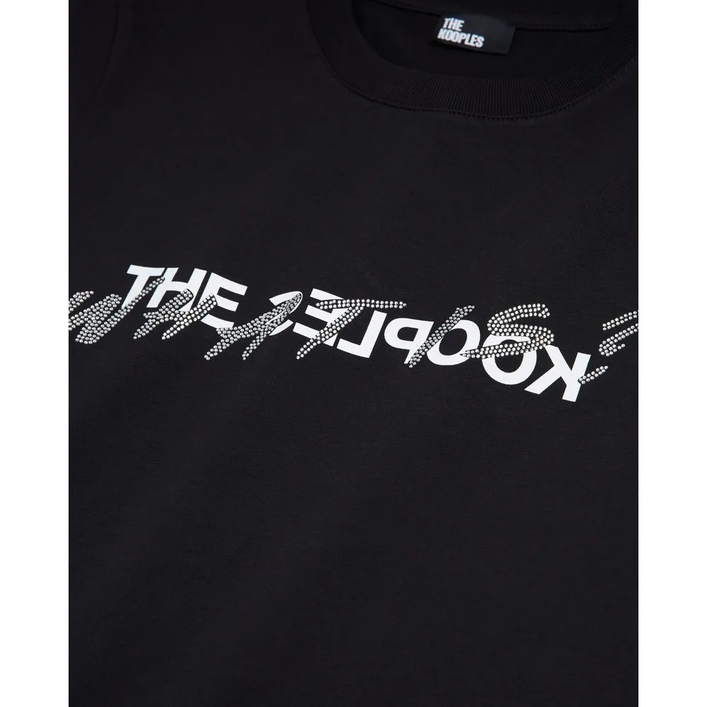 Camiseta de mujer de manga corta «what is» con pedrería - The Kooples - FashionsVida