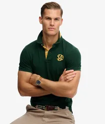 Superdry Herren Piqué Monogram Poloshirt Green - Größe: L