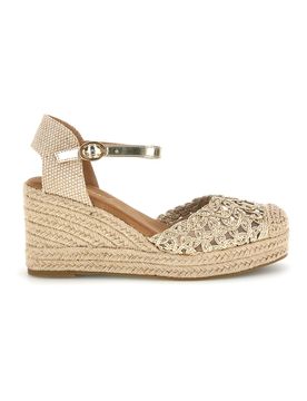 Sandali espadrillas oro con zeppa e cinturino P714 37