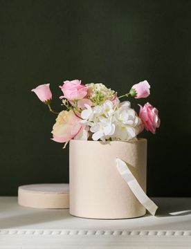 Flowerbox decorativo rotondo con manico - panna
