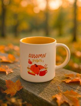 Tazza con stampa autunnale - giallo