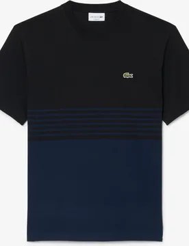 Camiseta de hombre de punto jersey de hombre de rayas con bloques de color en de manga corta - Lacoste - FashionsVida