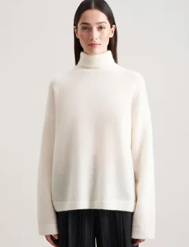 Oversized Rollkragenpullover aus Wolle und Mohair Ecru L - Seidensticker.com - FashionsVida