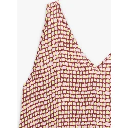 Vestido largo 100% viscosa fluido con estampado de minicuadros