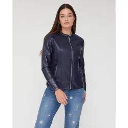 Chaqueta de mujer efecto piel estilo motera