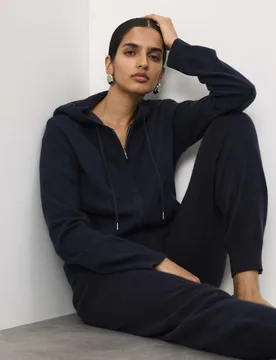 Pure Cashmere Zip Up Hoodie Midnight Navy female - Autograph - FashionsVida