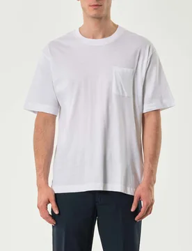 T-shirt oversize bianca in puro cotone con taschino - Paul Baker - FashionsVida
