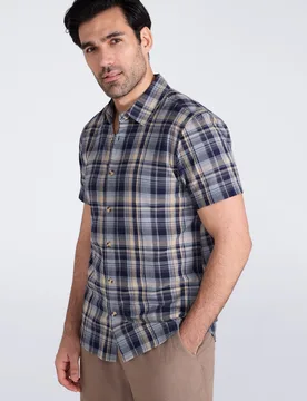 Weekender' Mens Short Sleeve Shirt 100% Cotton Lightweight Breathable Top Pale Blue - Size Small - Mountain Warehouse - FashionsVida