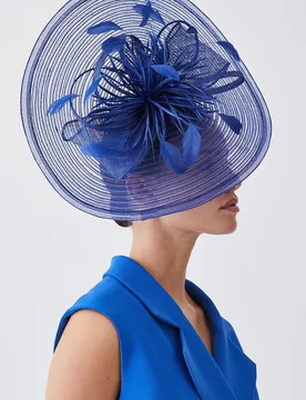 Womens Feather Detail Fascinator - Blue - One Size - Karen millen - FashionsVida