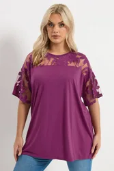 Floral Boxy T-Shirt - Purple - Size: 16