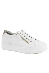Wide Fit Zip & Lace Platform Trainers - White - Size: 5