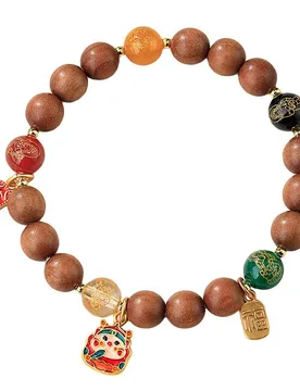 Natural Laoshan Sandalwood Bracelets for Men Five God of Fortune Beaded Bracelets for Women Valentine s Day Gifts - Aliexpress - FashionsVida