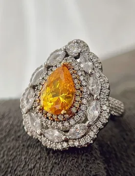 New retro high-quality Maillard simulation yellow diamond diamond ring - Aliexpress - FashionsVida