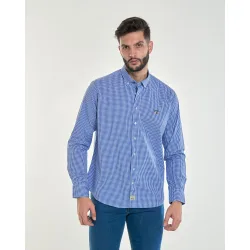 Camisa popelín de hombre corte regular estampado cuadros vichy color