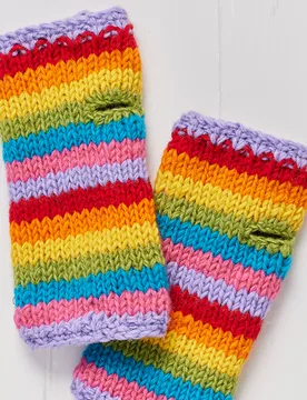 Rainbow Stripe Knitted Handwarmers - Natural Collection Select - FashionsVida