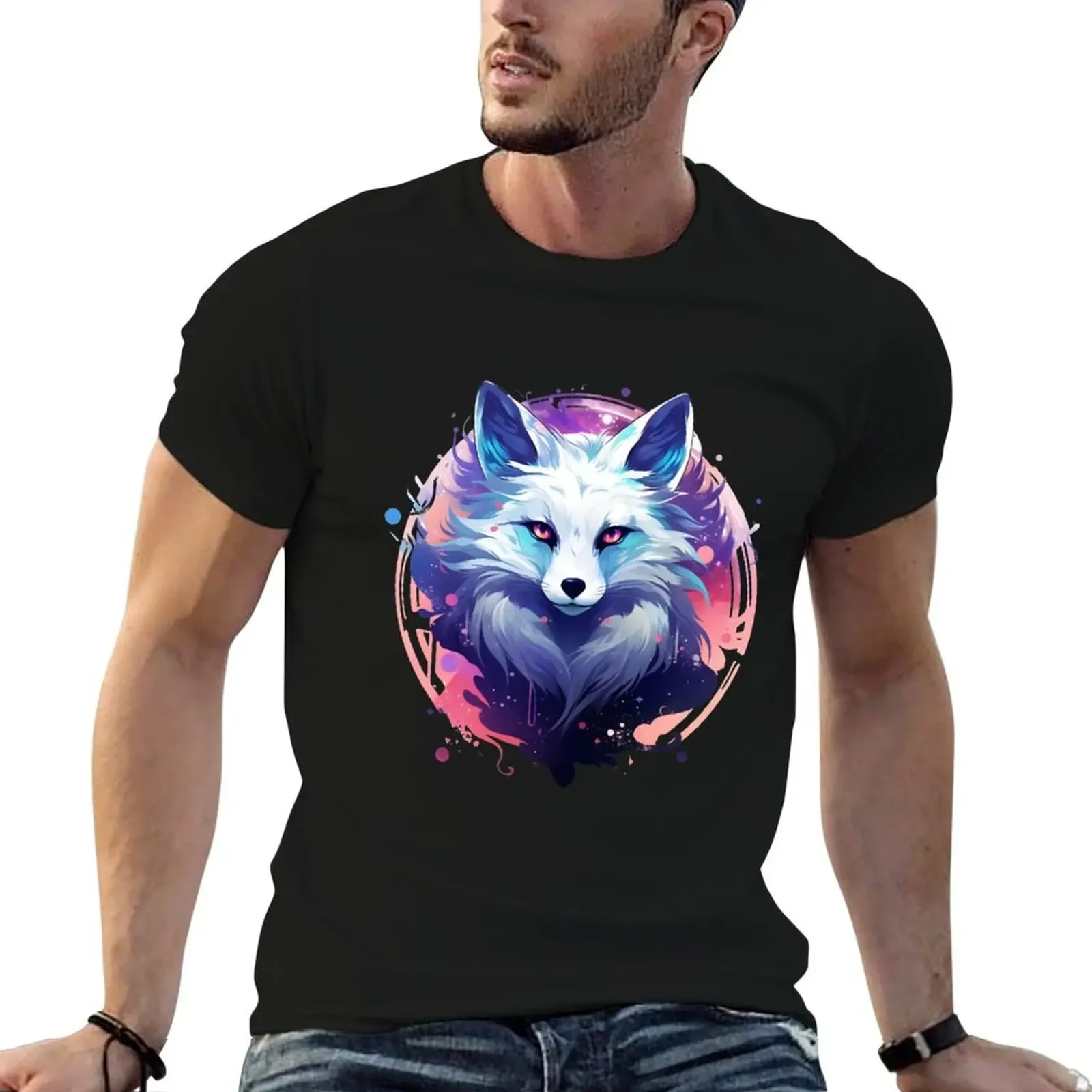 Beautiful White Space Fox T-Shirt Plus Size Workout Short Sleeve Top - Aliexpress - FashionsVida