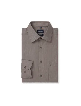 Camisa Slim Fit marrón claro 44 - Olymp - FashionsVida