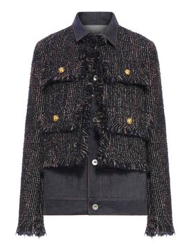 Sacai Giacca in tweed e denim
