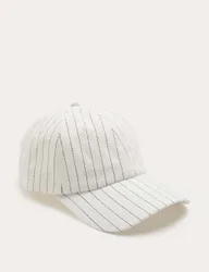 Pure Cotton Striped Baseball Cap White Mix female