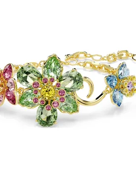 Braccialetto Idyllia, Taglio misto, Fiore, Multicolore, Finitura oro 18K OS - Swarovski - FashionsVida