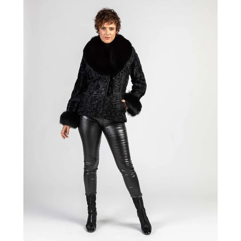 Chaqueta de pelo de mujer de astracán y zorro - De la Roca - FashionsVida