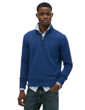 Maglione Con Mezza Zip Essentials Lapis Blue Marl L