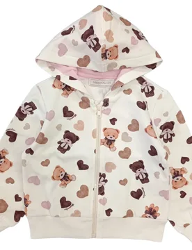 Felpa Panna 0029 Con Orsetti E Cuori 39B802 2071 - Monnalisa - FashionsVida