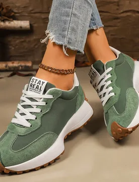 Zapatillas de mujer cómodas con cordones - Zapatos casuales ligeros y multifuncionales, suela de goma antideslizante, adecuados para todas las estaci - Shein - FashionsVida