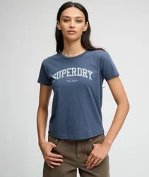 Superdry Damen Athletic Essentials T-shirt mit Schmaler Passform Navy - Größe: 42