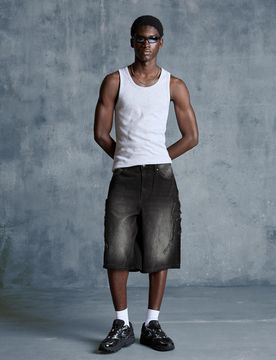 Bermuda Baggy Fit À Patch 32 Noir