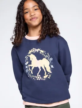 Crew Neck Kids Sweatshirt - Dark Blue - Mountain Warehouse - FashionsVida