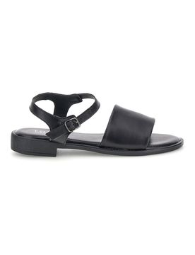 Sandali neri in vera pelle con fascia e cinturino 222210 40