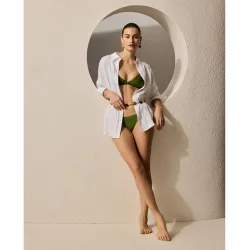 Top de bikini de poliamida liso de mujer