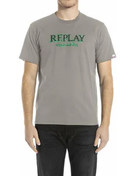 Camiseta de hombre de manga corta con estampado frontal - Replay - FashionsVida
